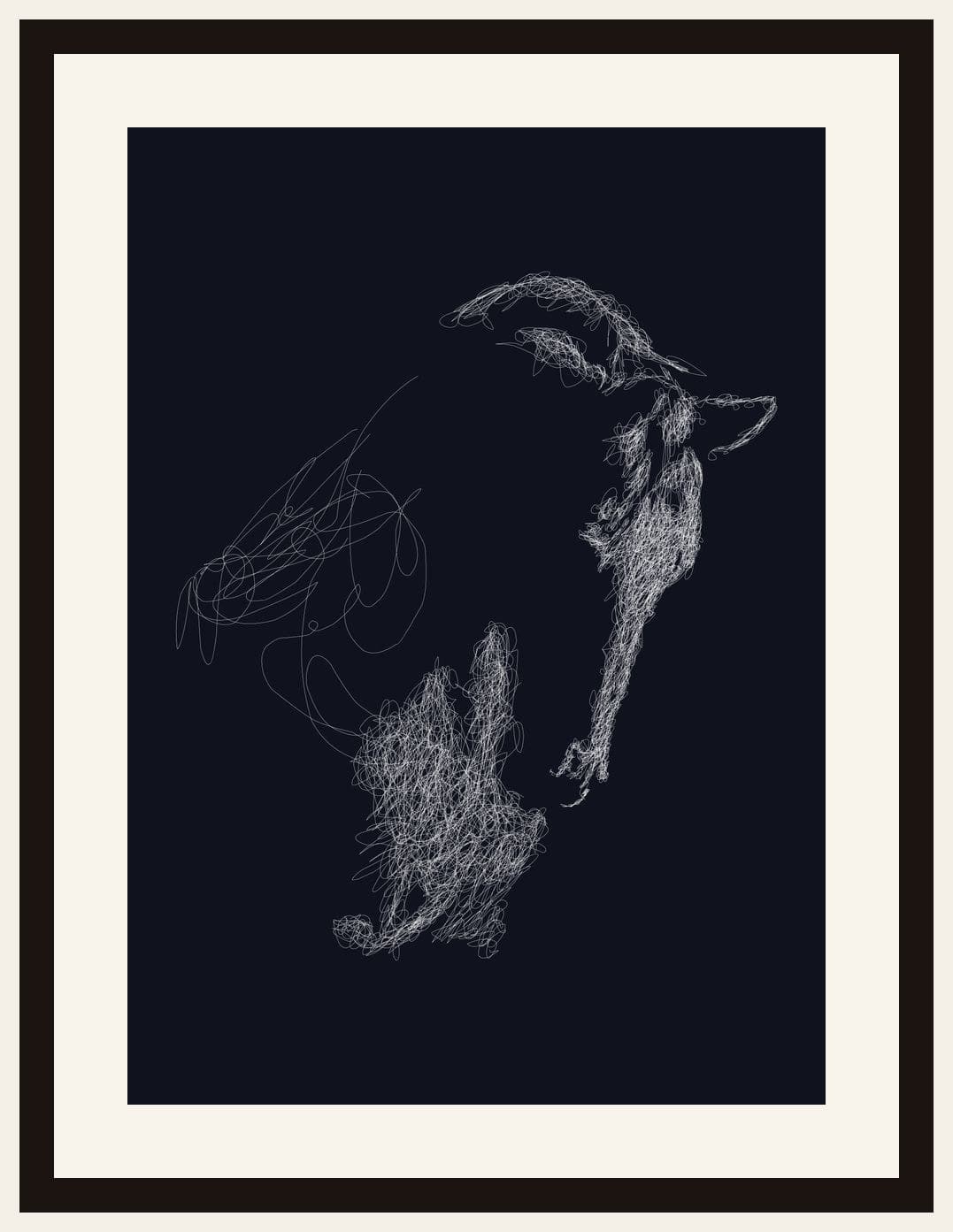 Scribble Line Art Dog Dark Navy