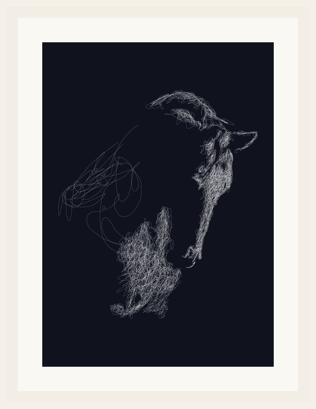 Scribble Line Art Dog Dark Navy