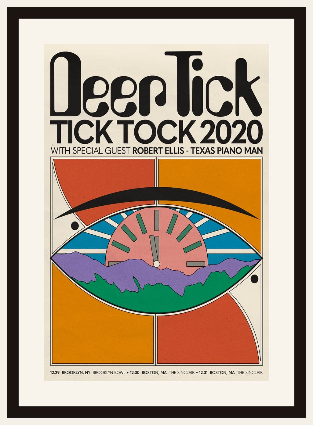 Deer Tick Concert Poster Retro Eye Clock