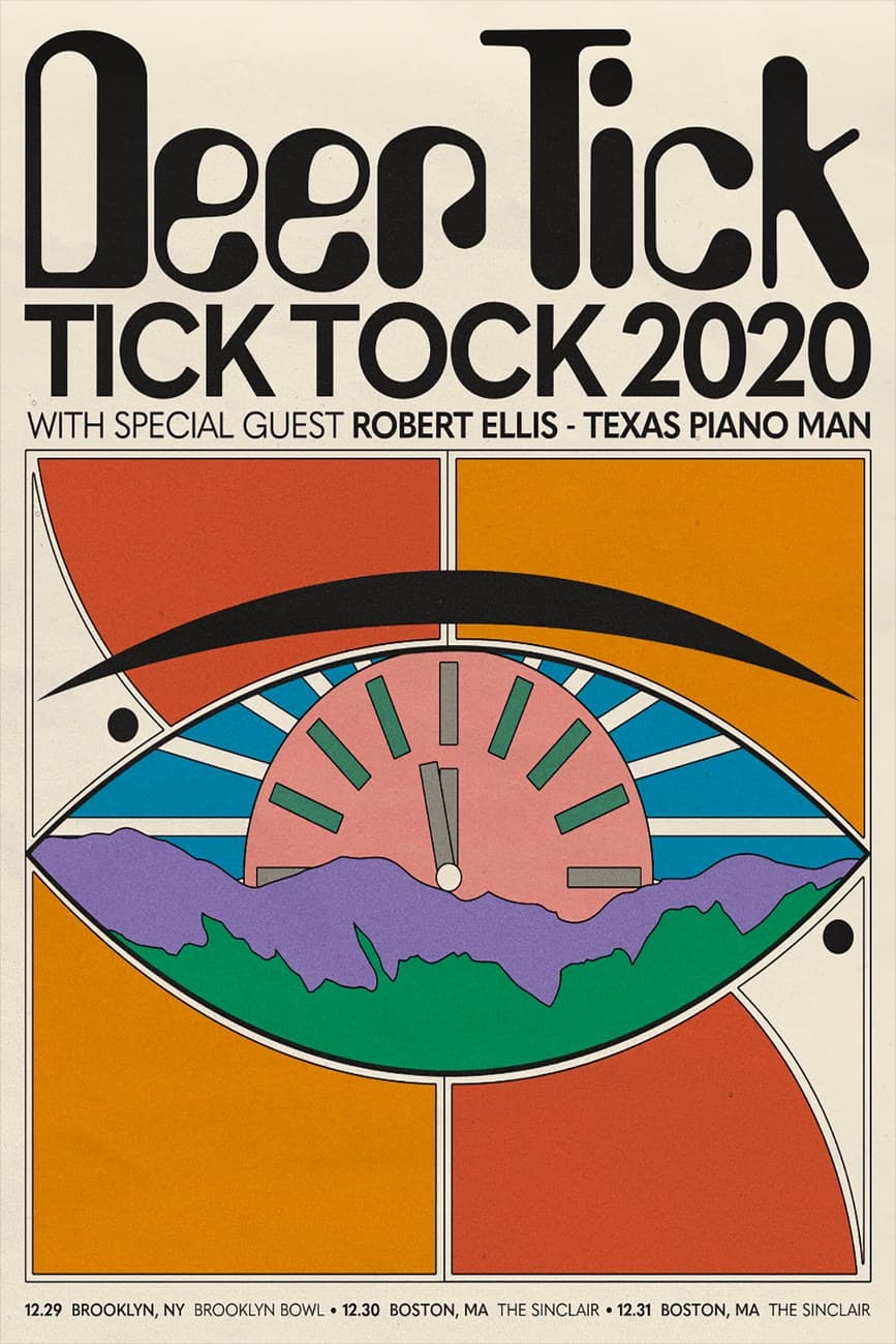 Deer Tick Concert Poster Retro Eye Clock