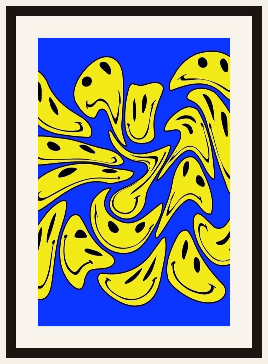 Melting Smiley Faces Blue Yellow