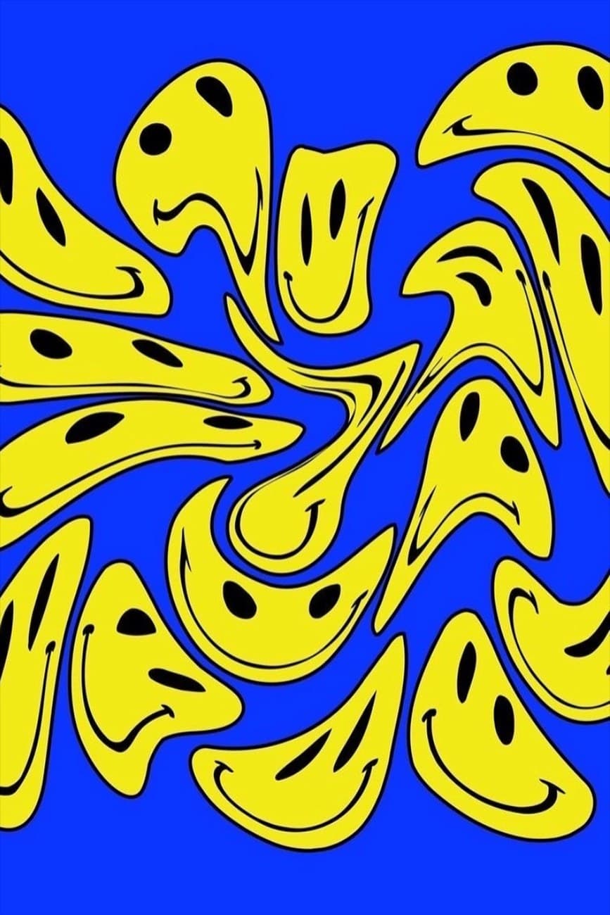 Melting Smiley Faces Blue Yellow
