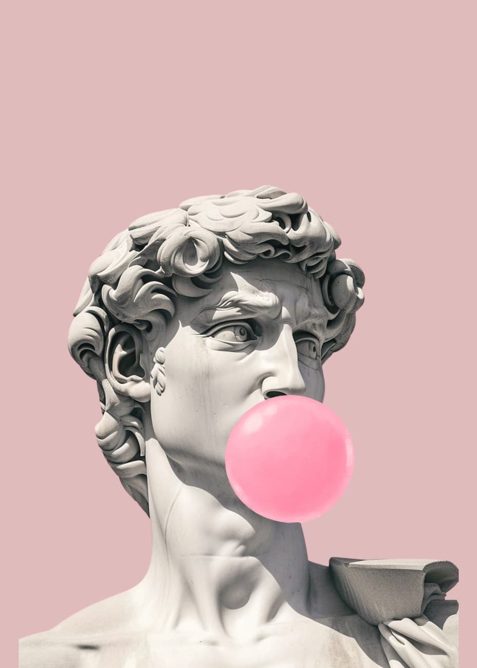 Michelangelo David Statue Blowing Bubblegum