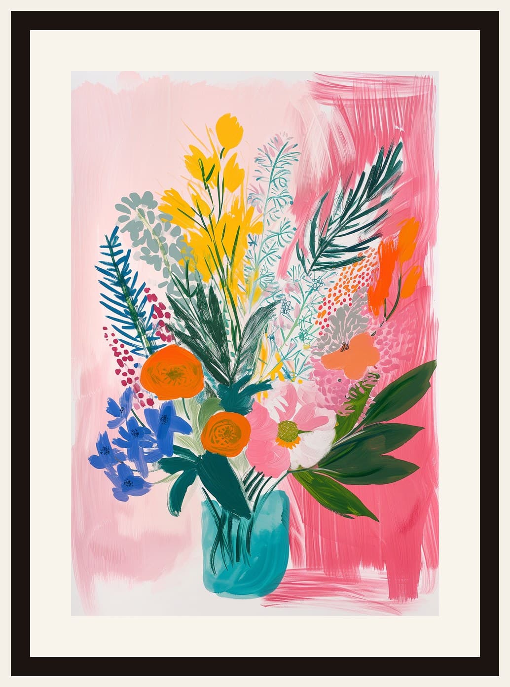 Matisse-Style Colourful Bouquet In Vase
