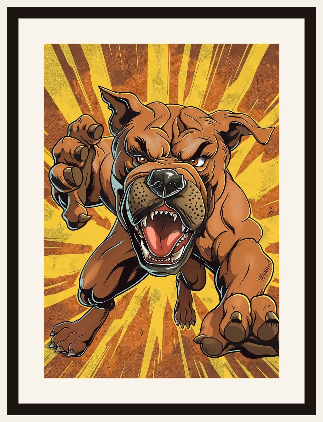 Aggressive Bulldog Comic Graphic Burst
