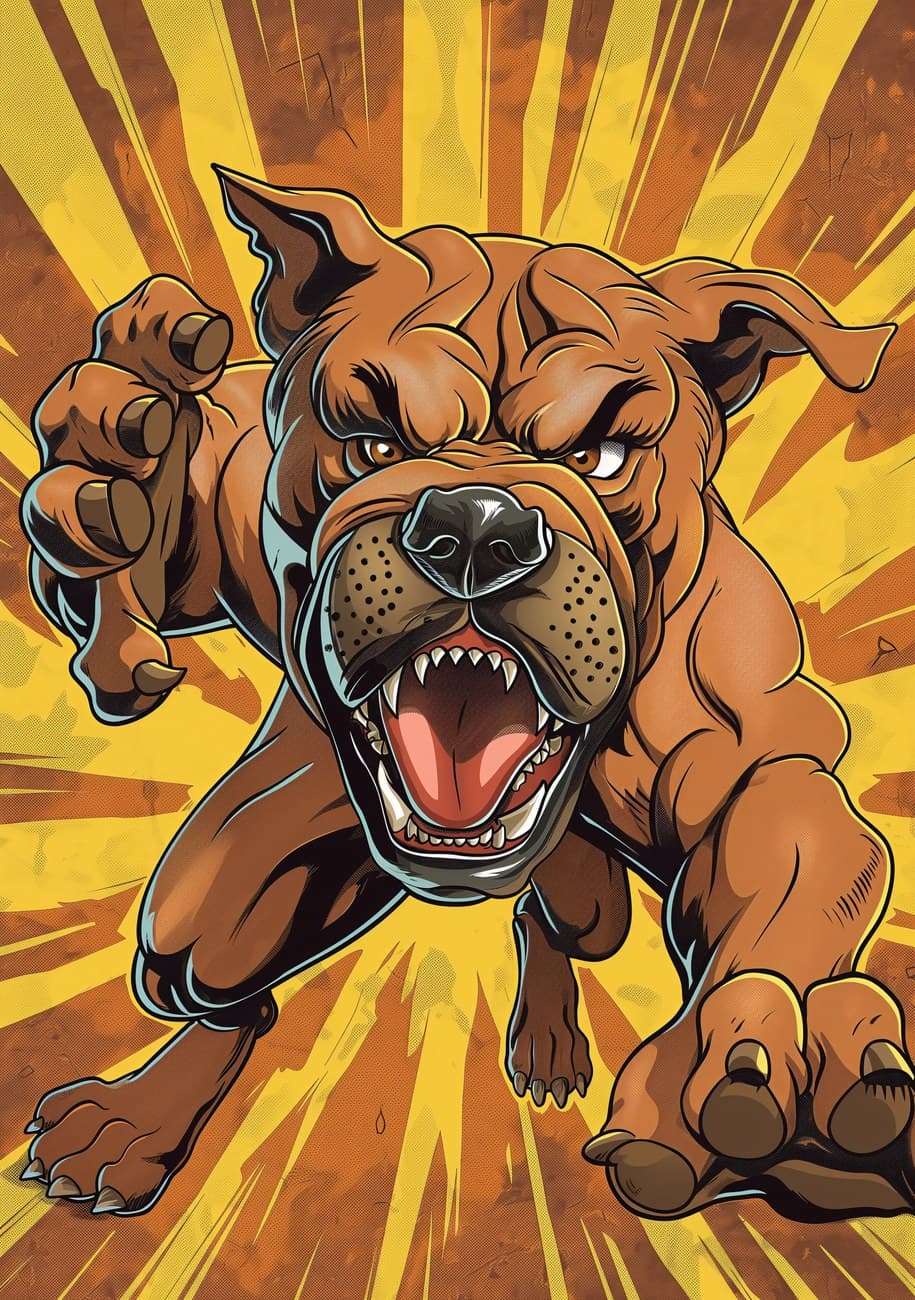 Aggressive Bulldog Comic Graphic Burst