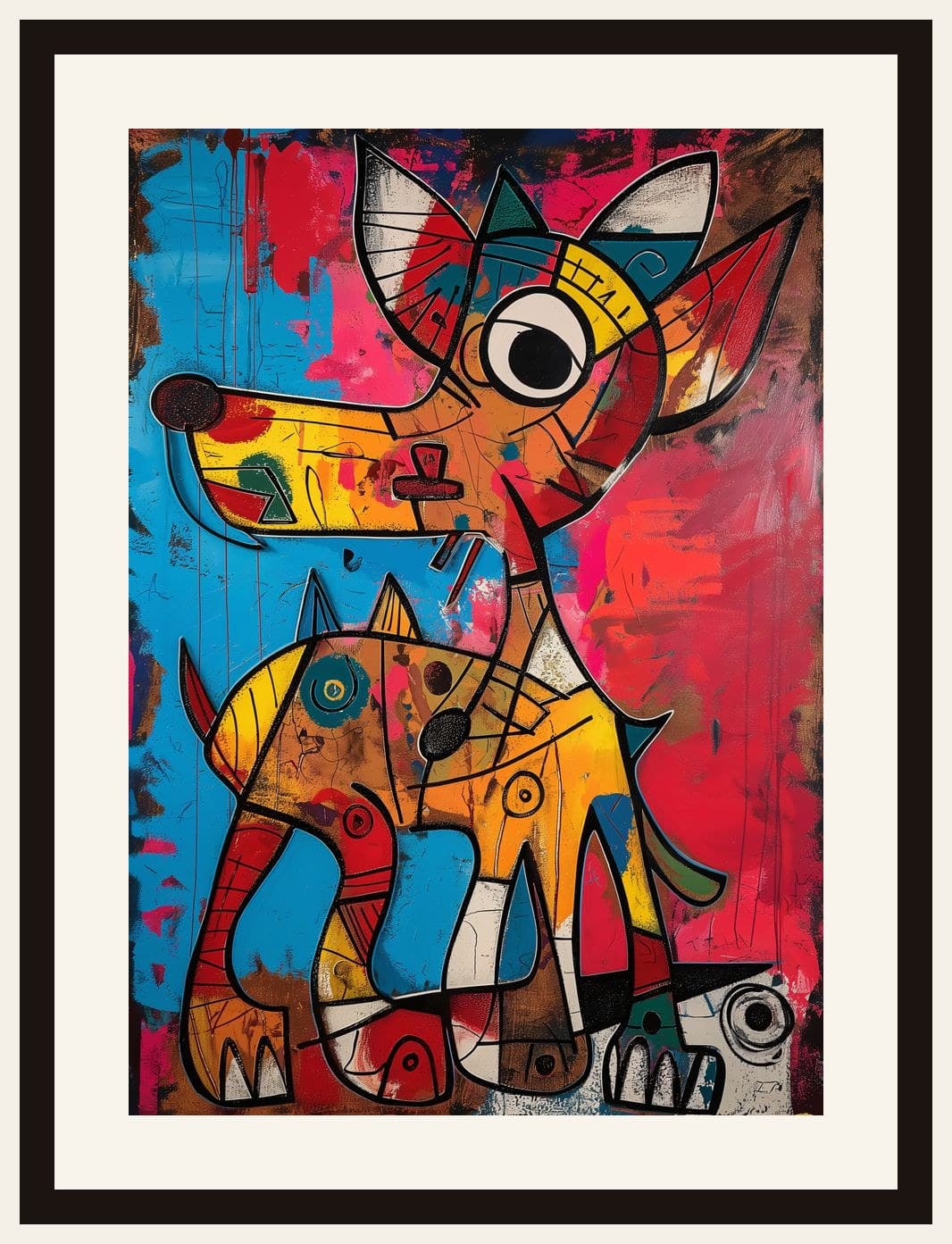 Abstract Cubist Dog Graffiti Style
