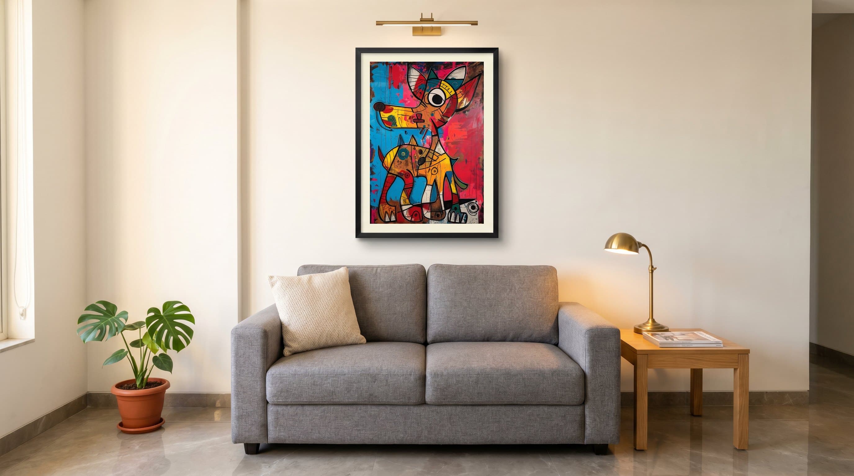 Abstract Cubist Dog Graffiti Style — in situ