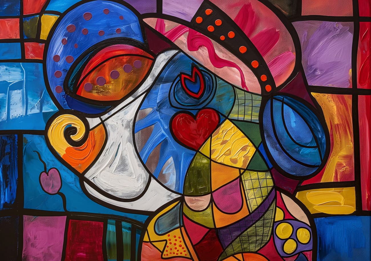 Cubist Abstract Colourful Dog Portrait
