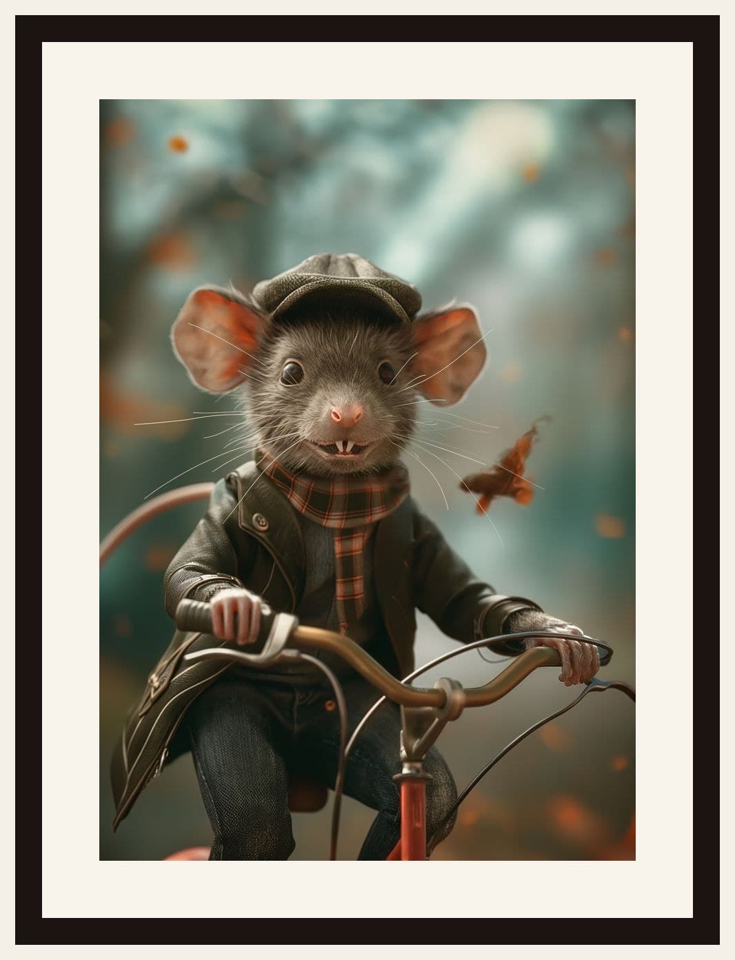 Dapper Mouse Riding Bicycle Autumn