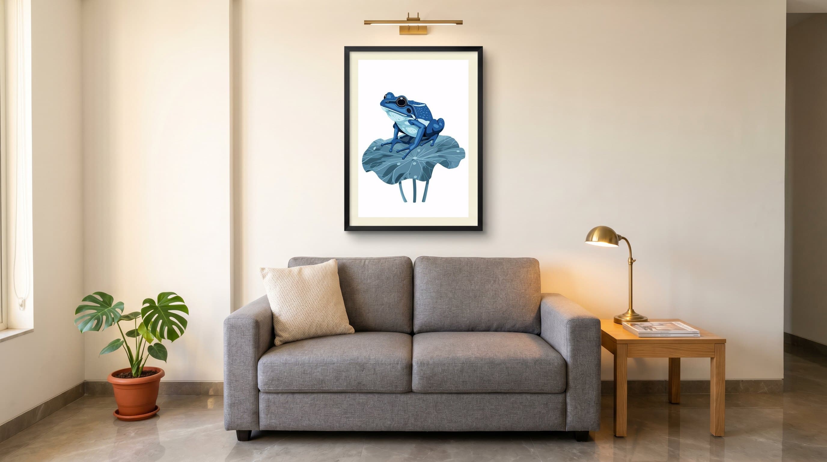 Blue Tree Frog On Lily Pad — in situ