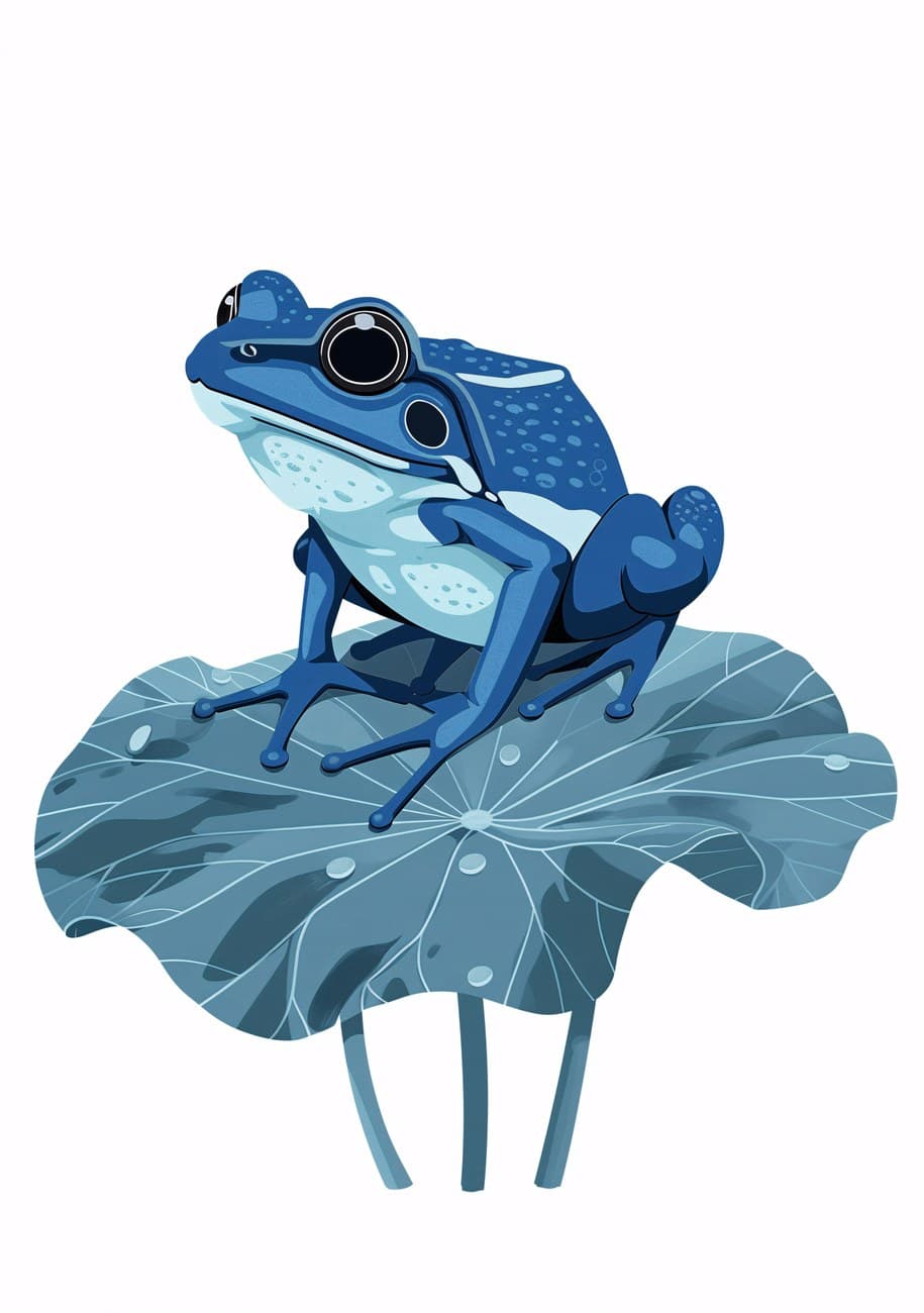 Blue Tree Frog On Lily Pad