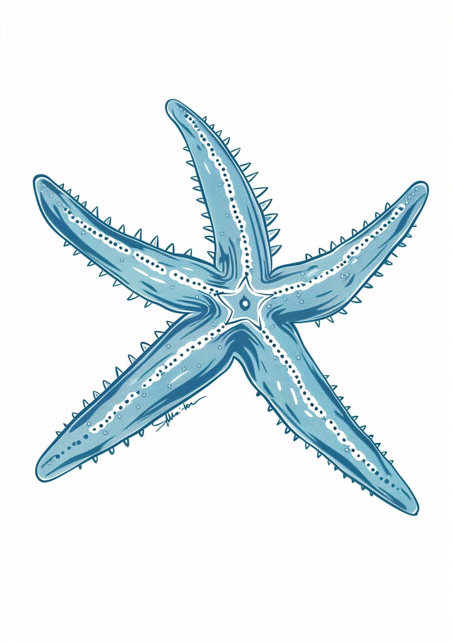 Blue Starfish Detailed Illustration