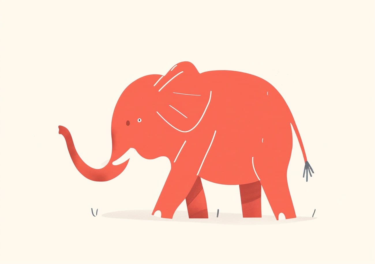 Red Elephant Walking Illustration