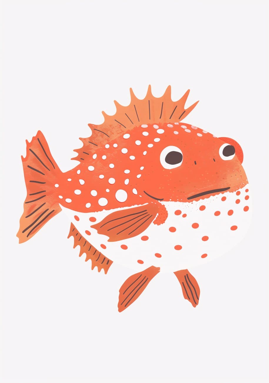 Orange Spiny Scorpionfish Illustration