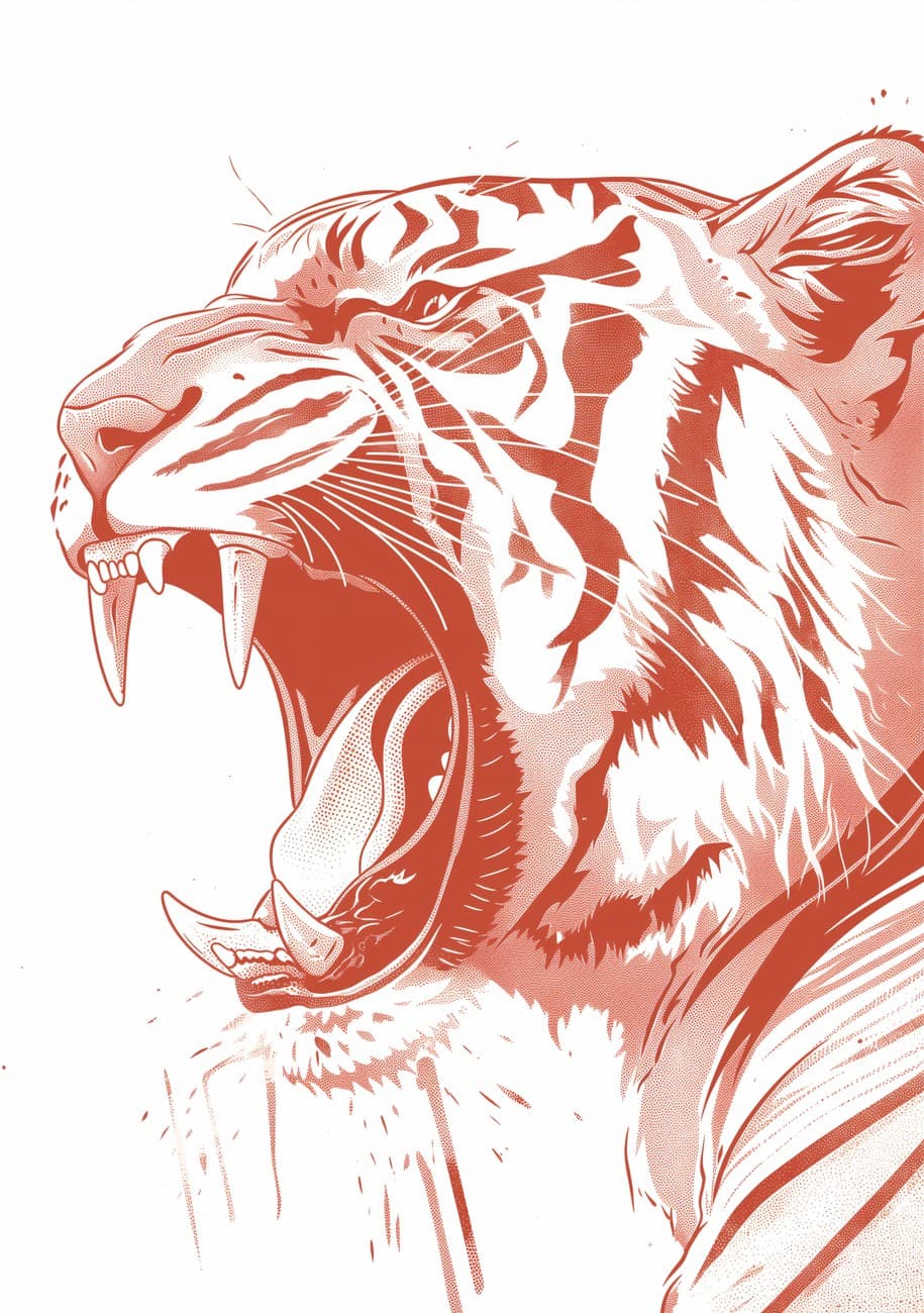 Roaring Tiger Graphic Red Monochrome
