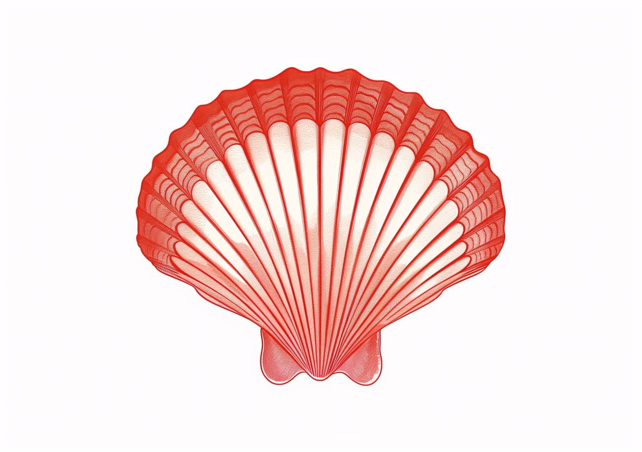 Red Scallop Seashell Illustration