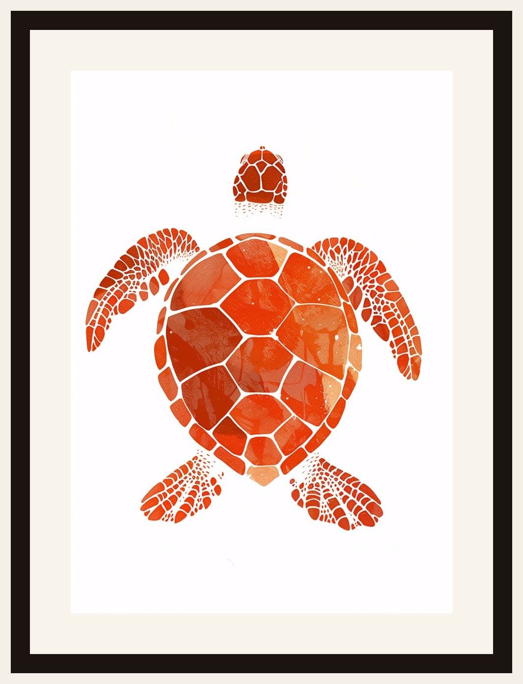 Orange Sea Turtle Top-Down View