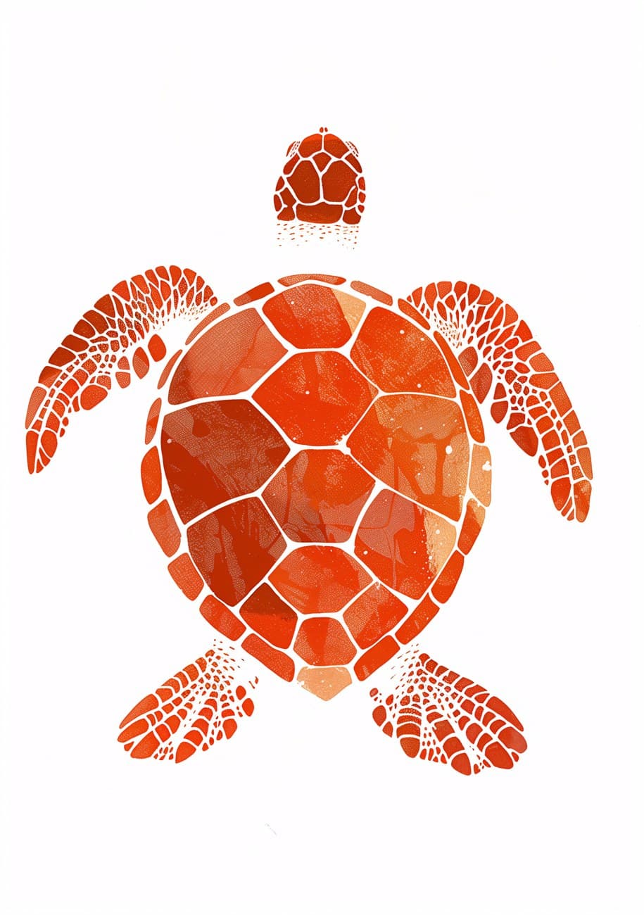 Orange Sea Turtle Top-Down View