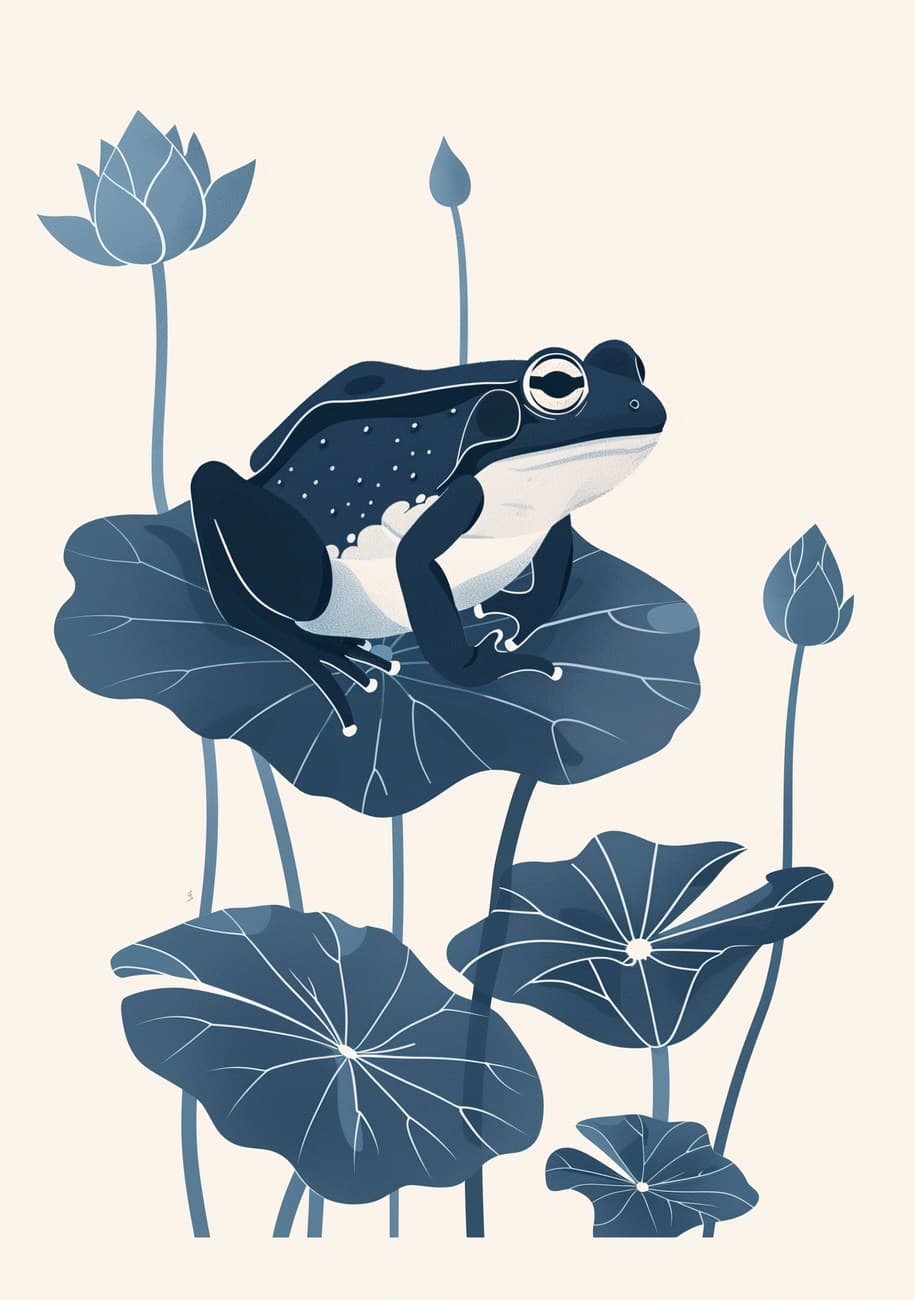 Dark Frog On Lotus Pond Minimal