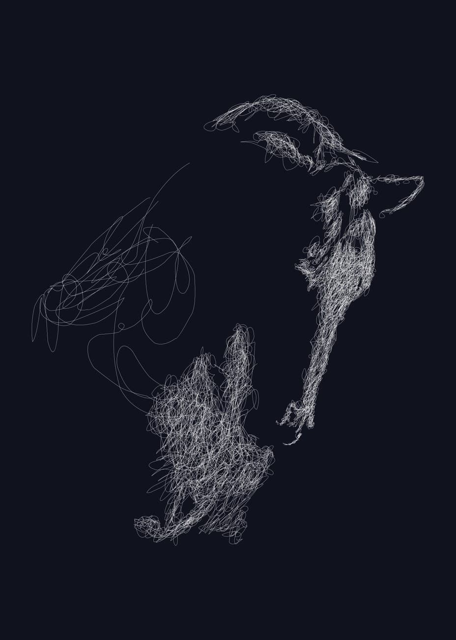 Scribble Line Art Dog Dark Navy