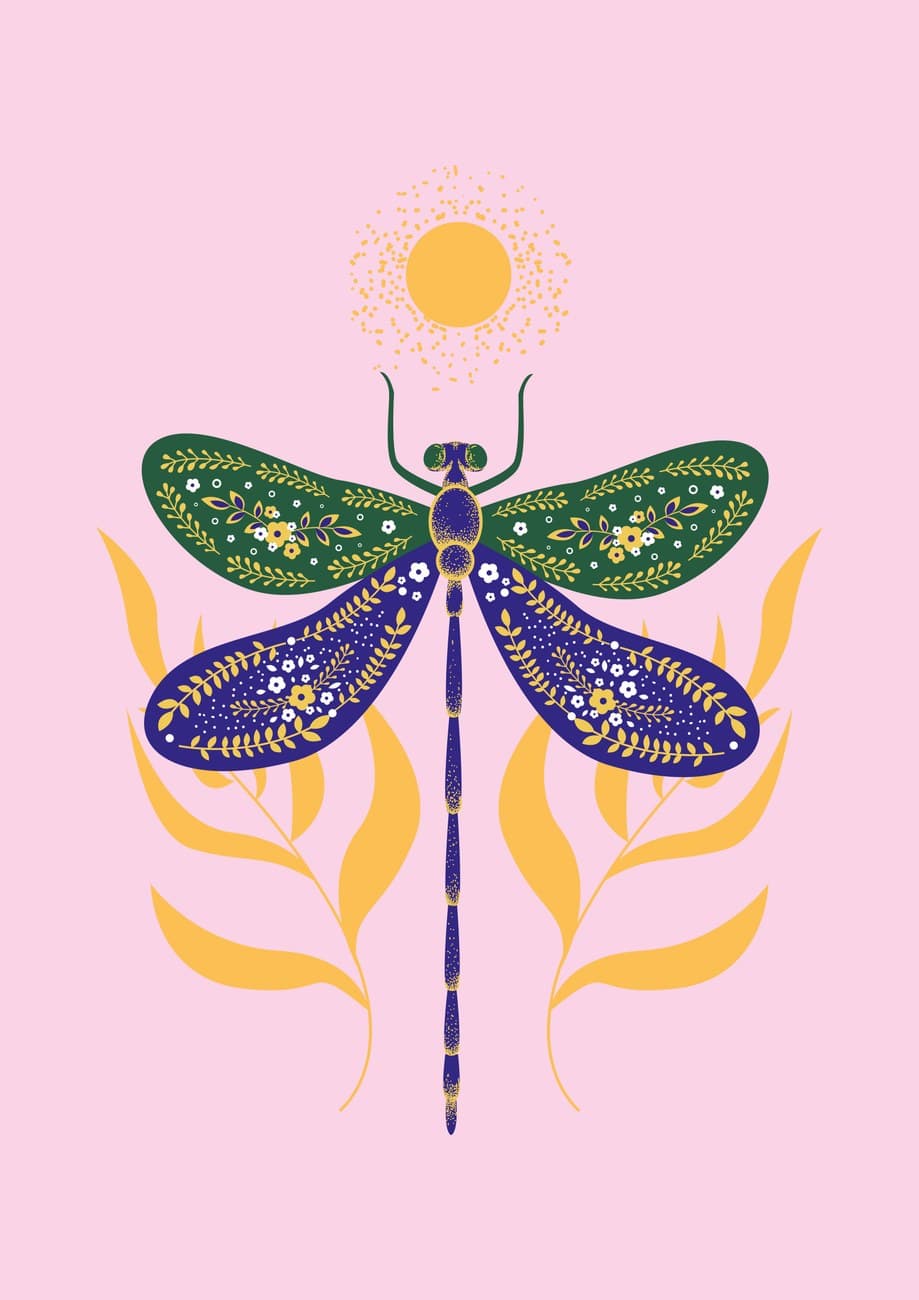 Decorative Dragonfly Floral Wings Sun