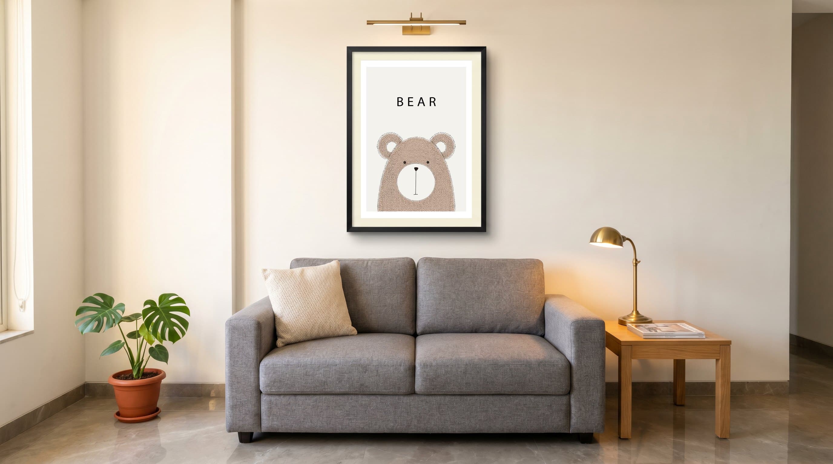 Minimalist Cute Bear Face Illustration — in situ