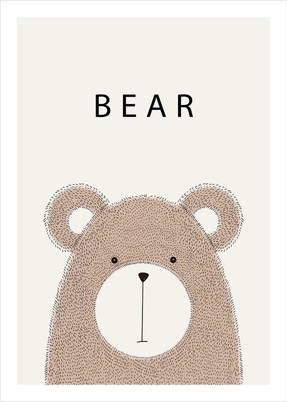 Minimalist Cute Bear Face Illustration