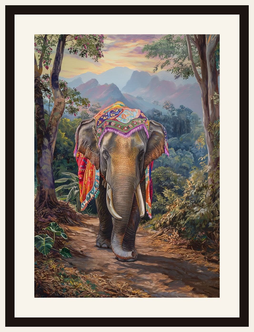 Decorated Indian Elephant Forest Path