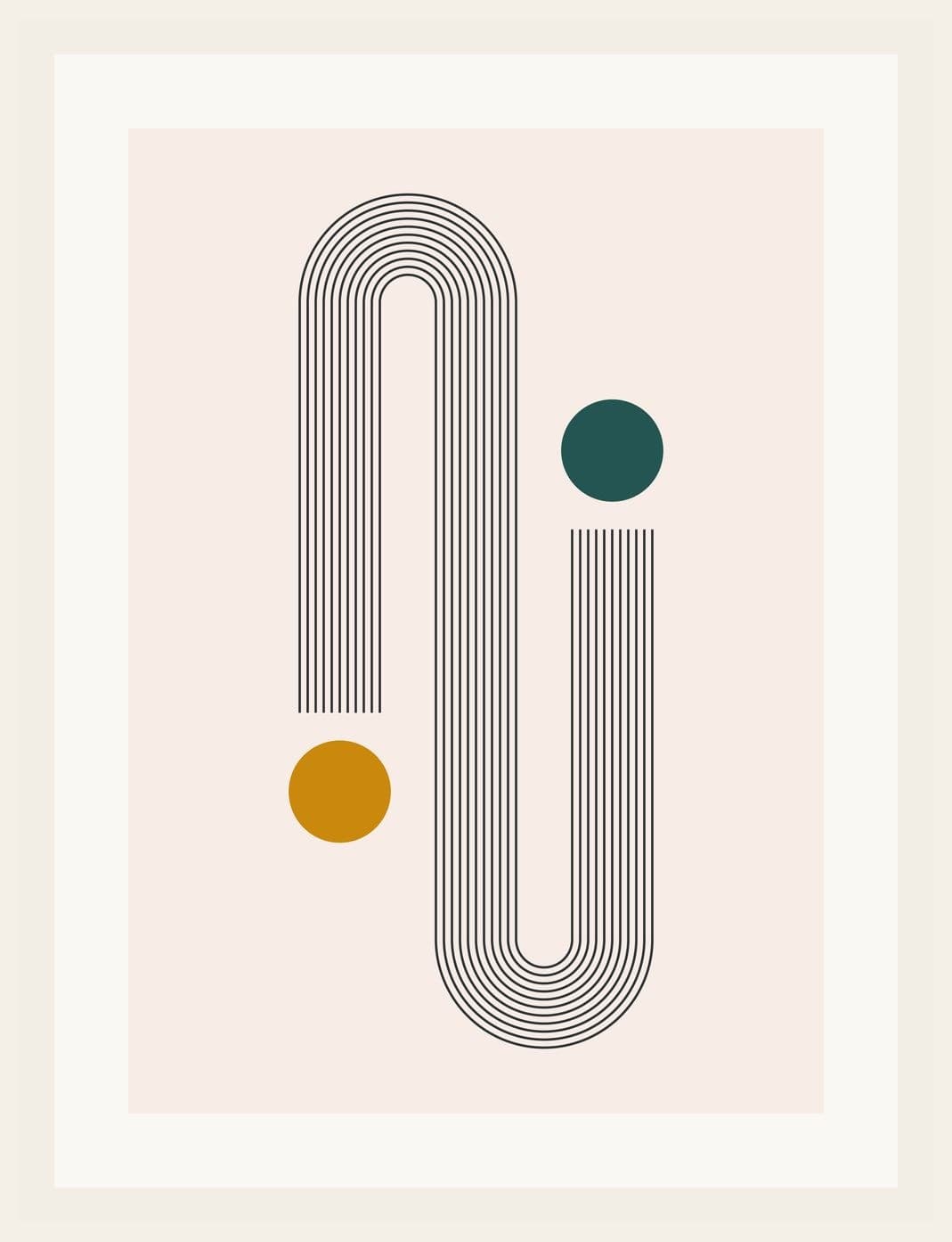 Geometric Arches Teal Mustard Circles
