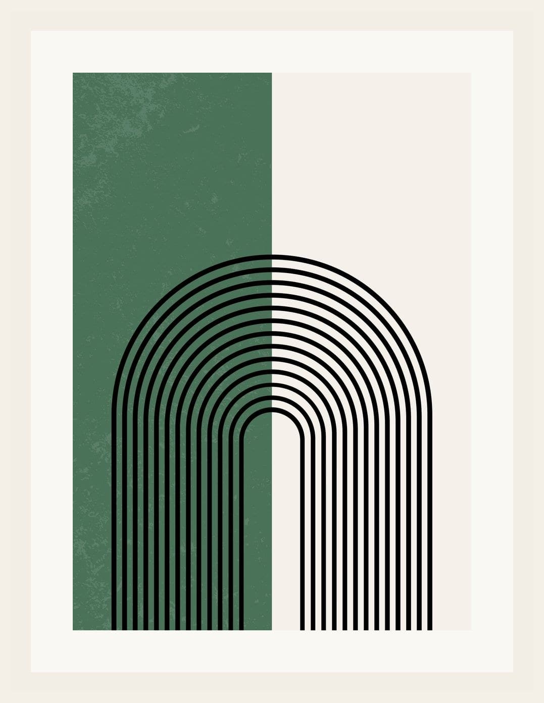 Green Cream Split Arch Geometric Lines