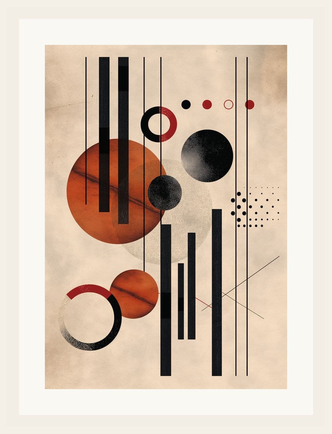 Bauhaus Circles Vertical Lines Composition