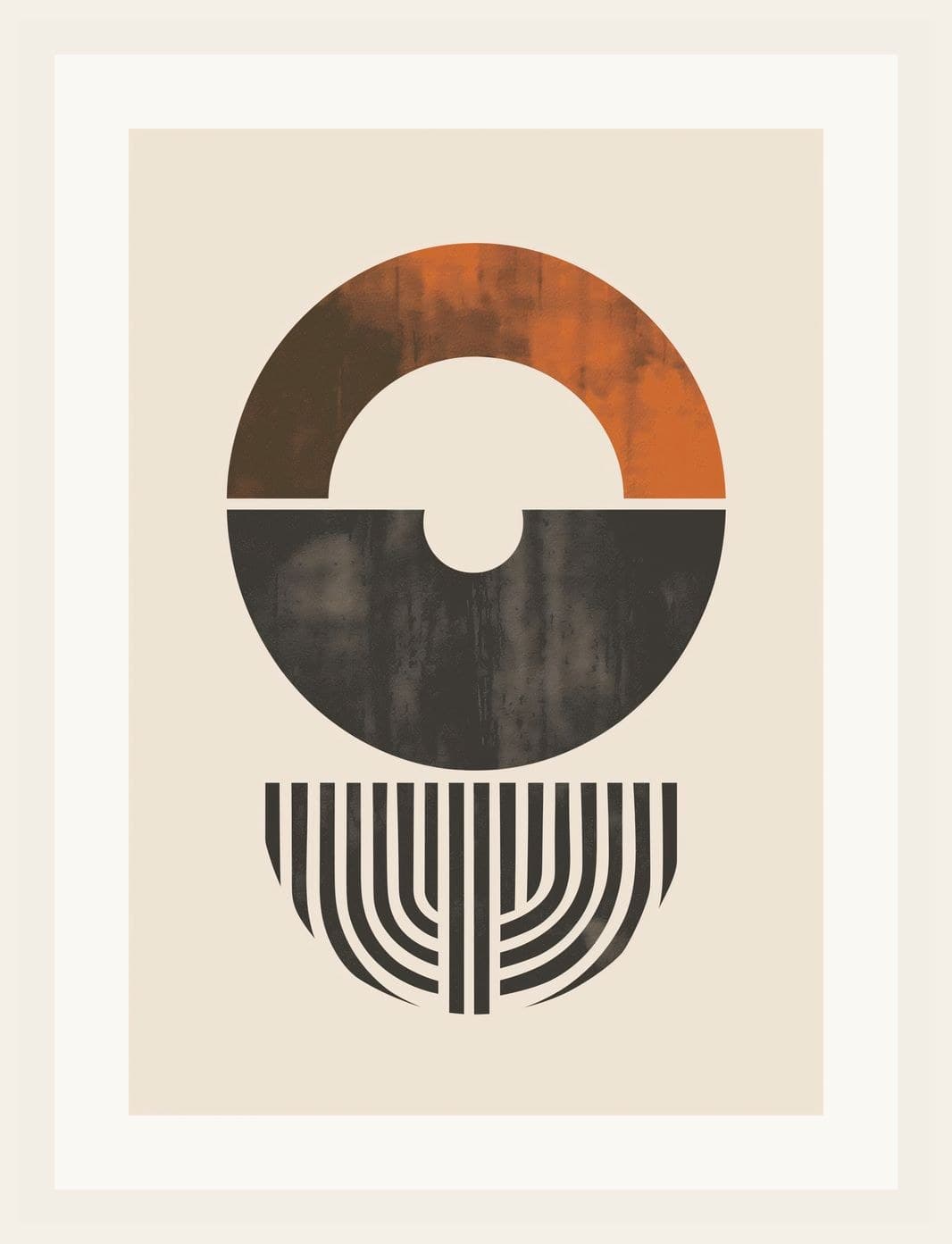 Orange Dark Circle Striped Arch Geometric