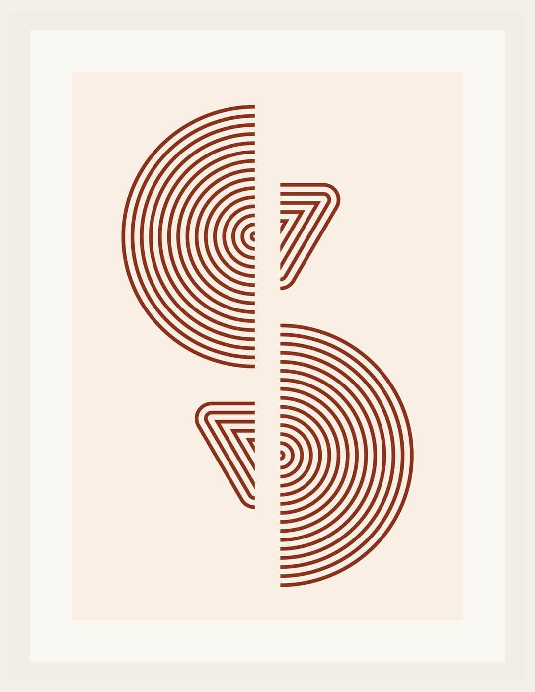 Terracotta Concentric Semicircles Geometric Lines