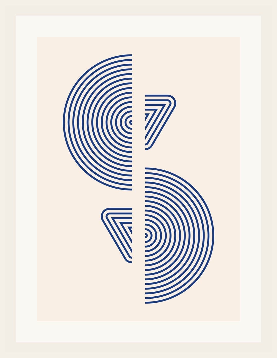 Blue Concentric Arc Spiral Geometric Forms