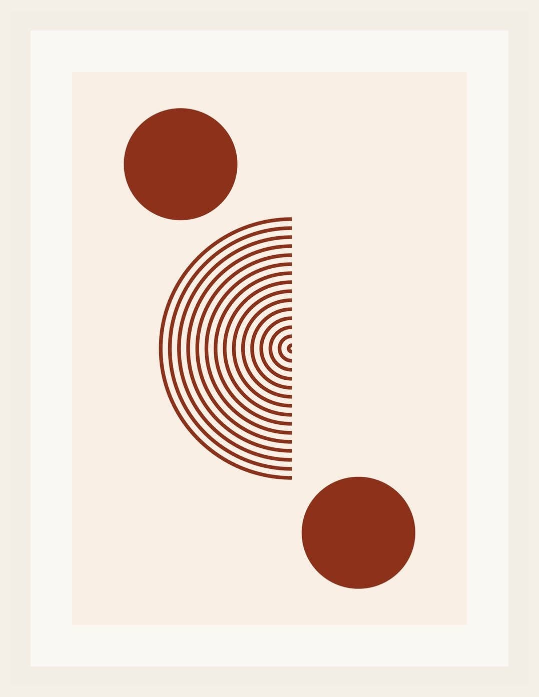 Terracotta Circles Striped Semicircle Geometric