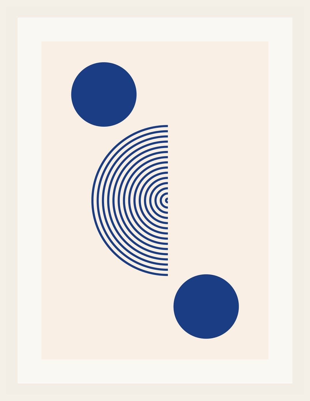 Blue Circles Striped Semicircle Geometric