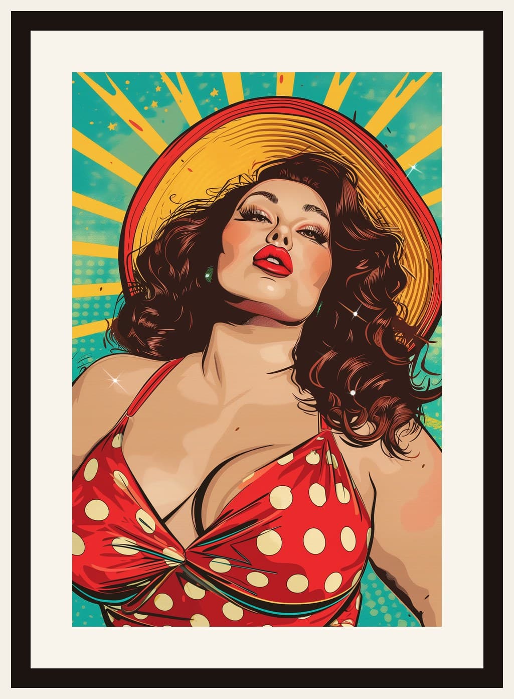 Pop Art Plus-Size Woman In Polka-Dot Swimsuit