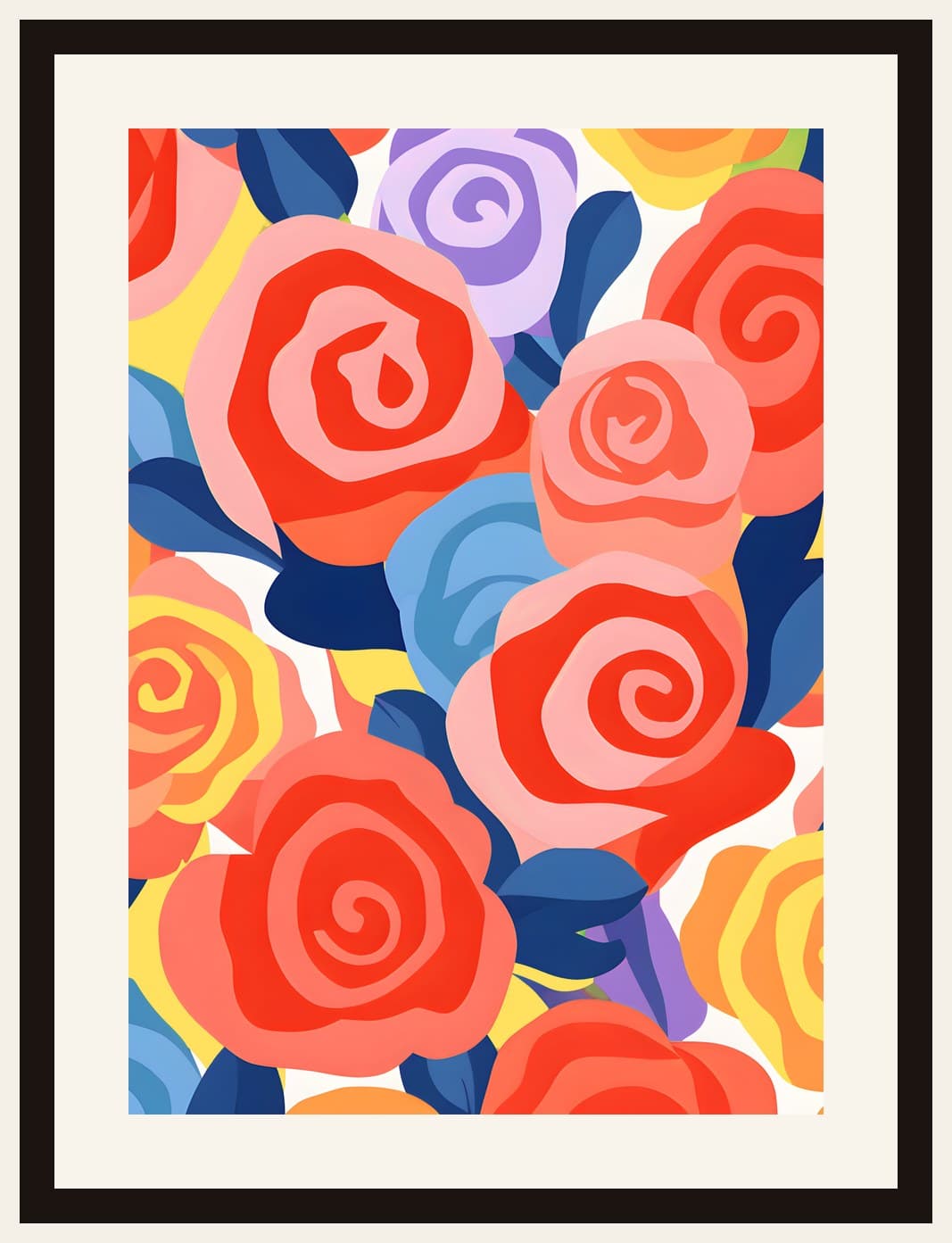 Bold Colourful Roses Close-Up Abstract