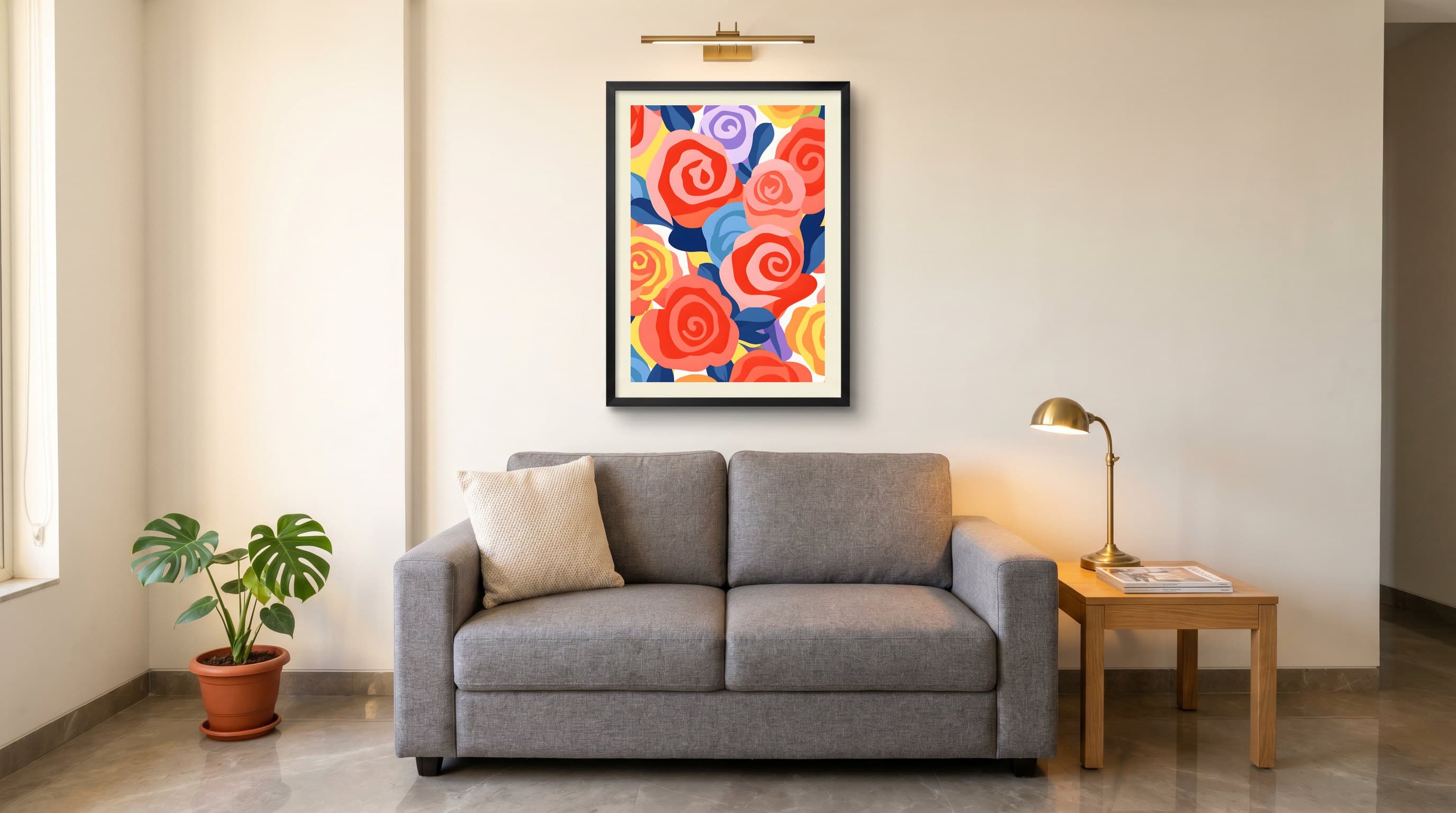 Bold Colourful Roses Close-Up Abstract — in situ
