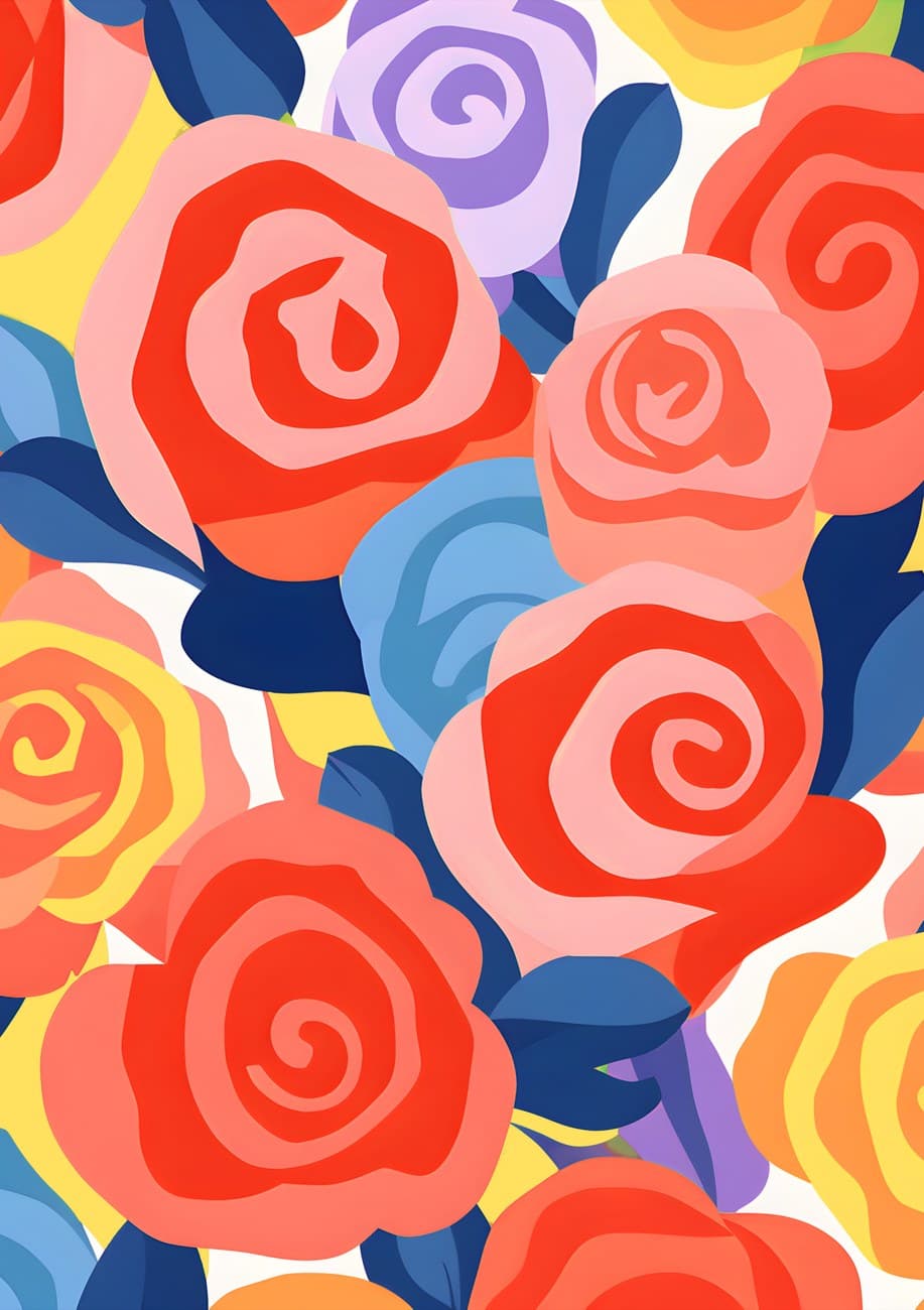 Bold Colourful Roses Close-Up Abstract