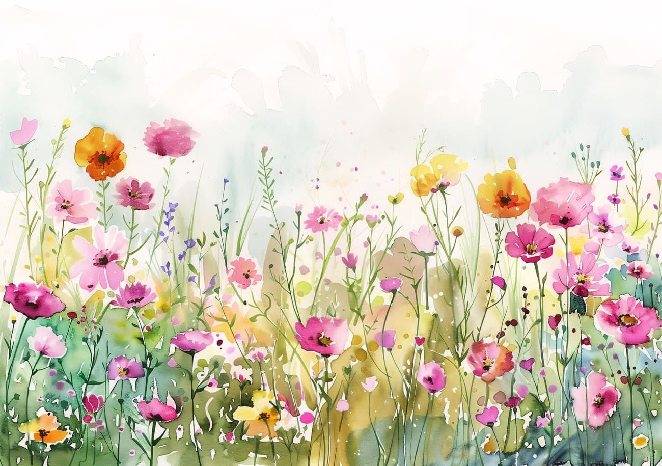 Watercolour Wildflower Meadow Bloom