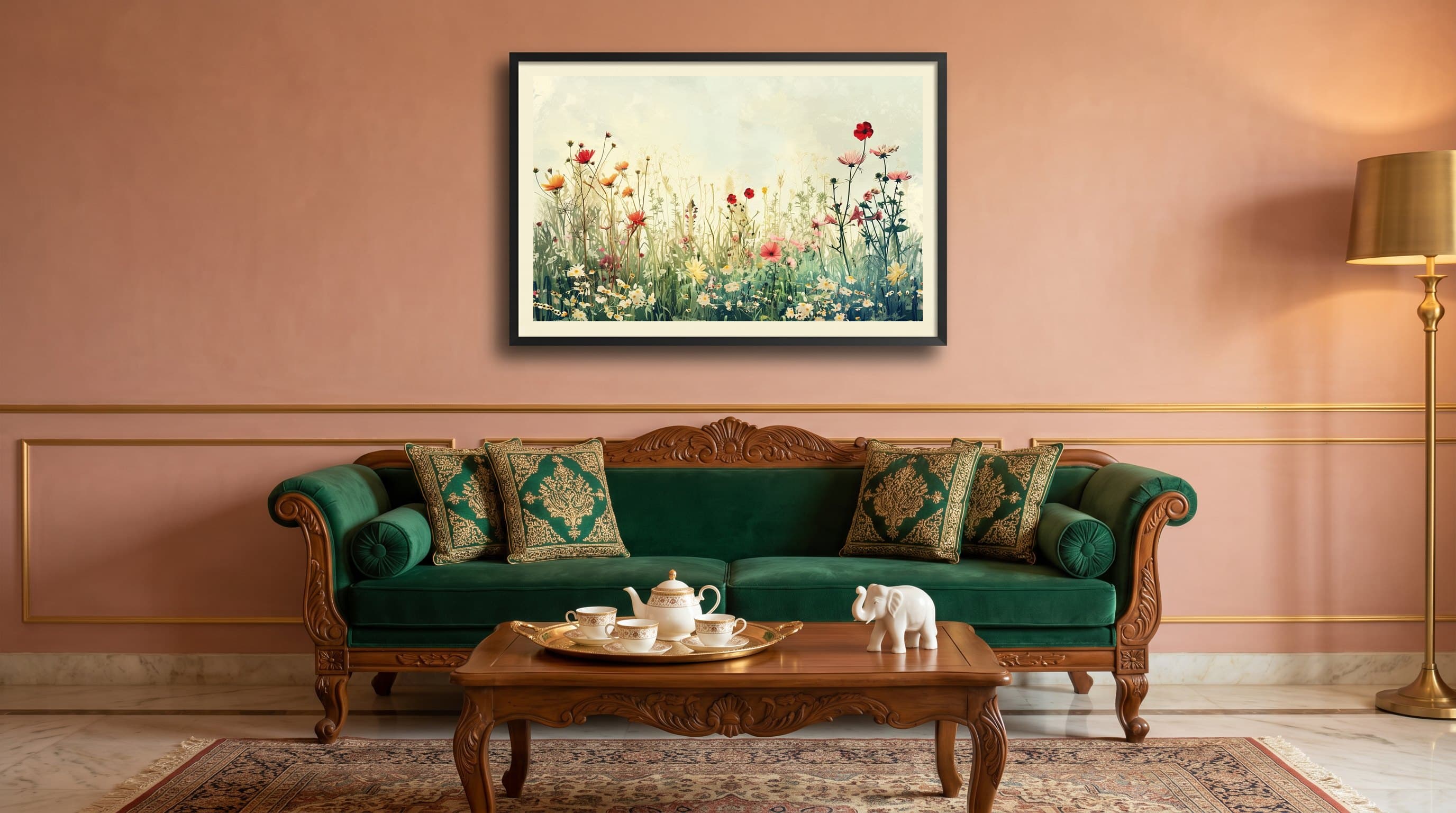 Wildflower Meadow Soft Watercolour Landscape — in situ