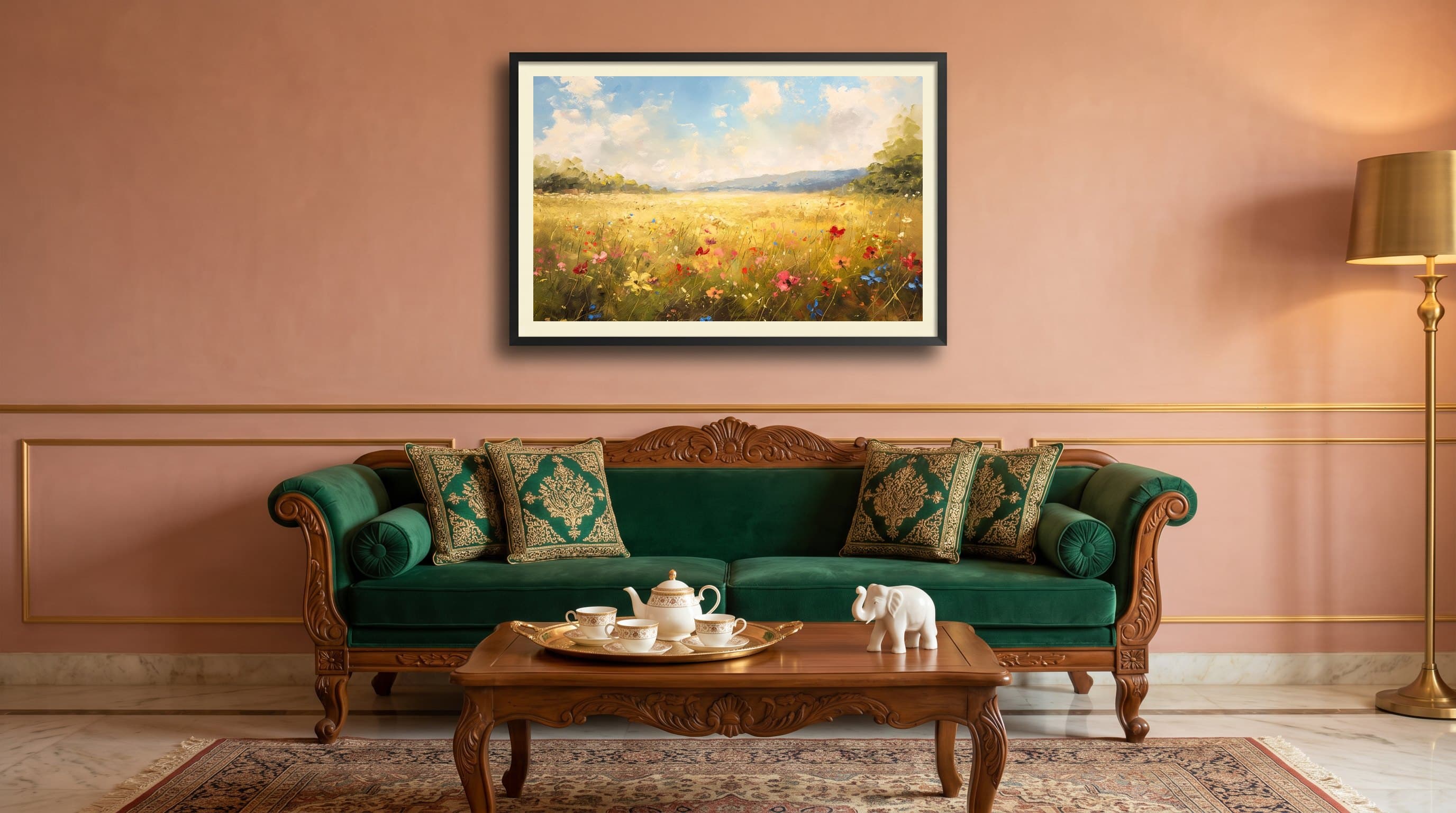 Wildflower Field Golden Meadow Landscape — in situ