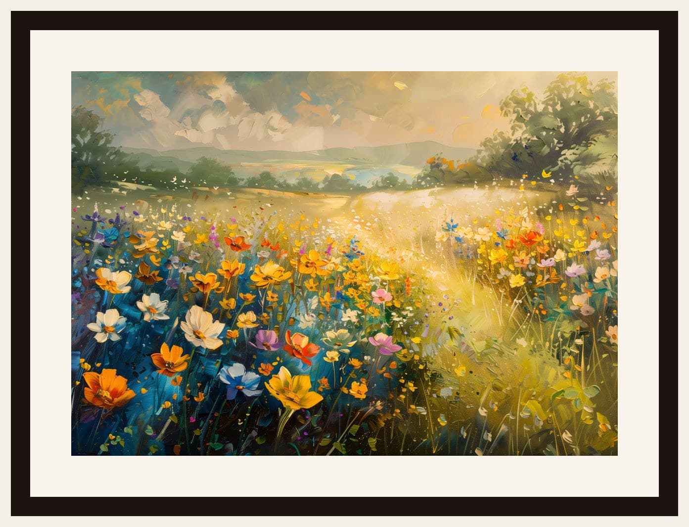 Impressionist Wildflower Meadow Golden Light