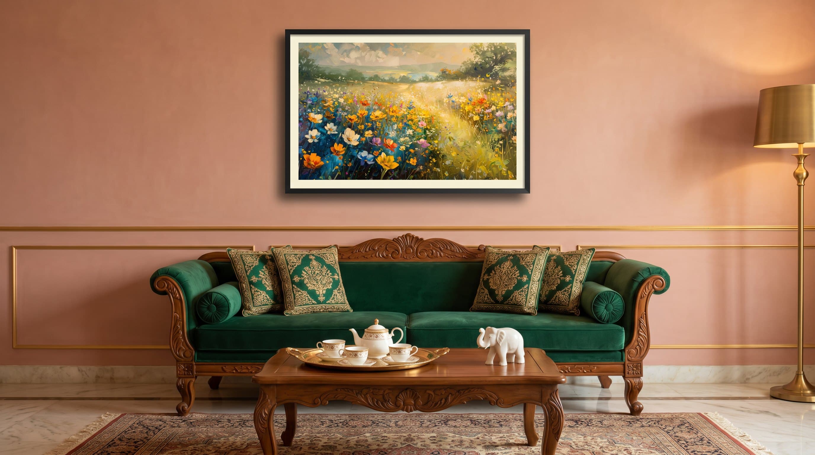 Impressionist Wildflower Meadow Golden Light — in situ