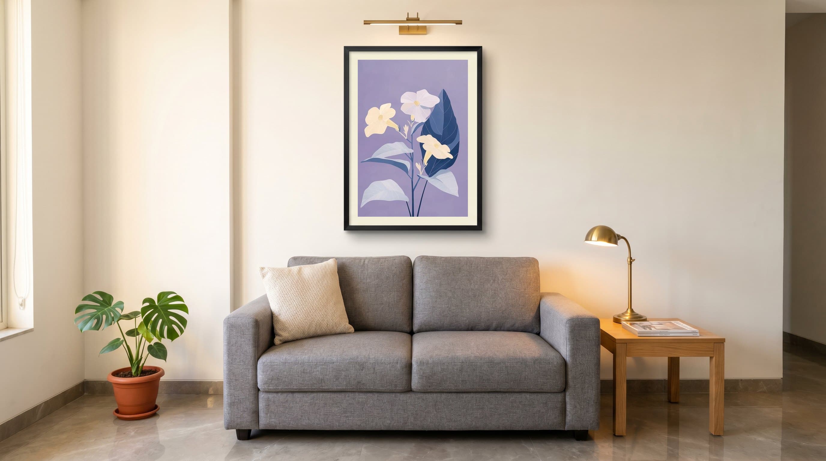 White Petunia Flowers Purple Background — in situ