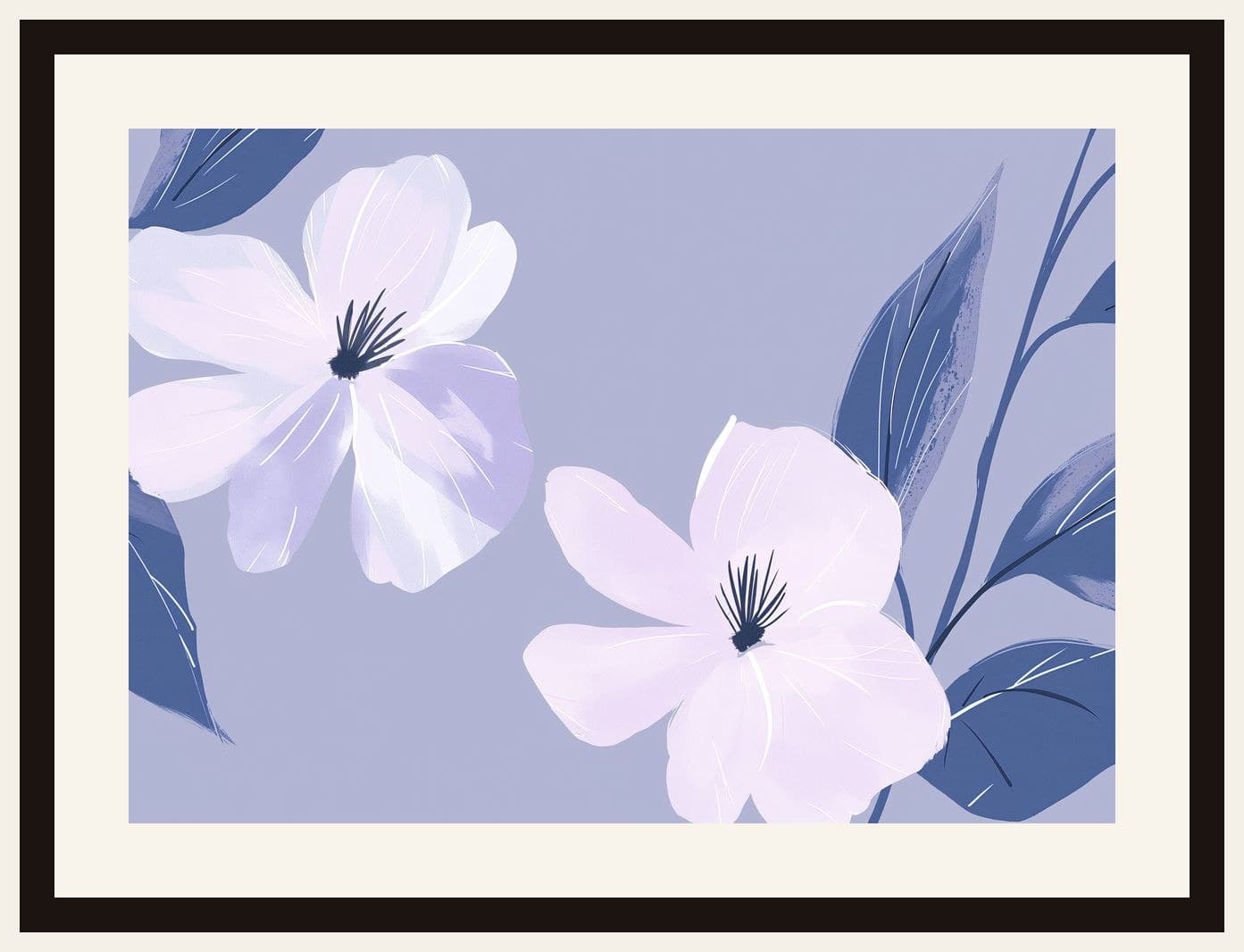 White Magnolia Blooms Lavender Background