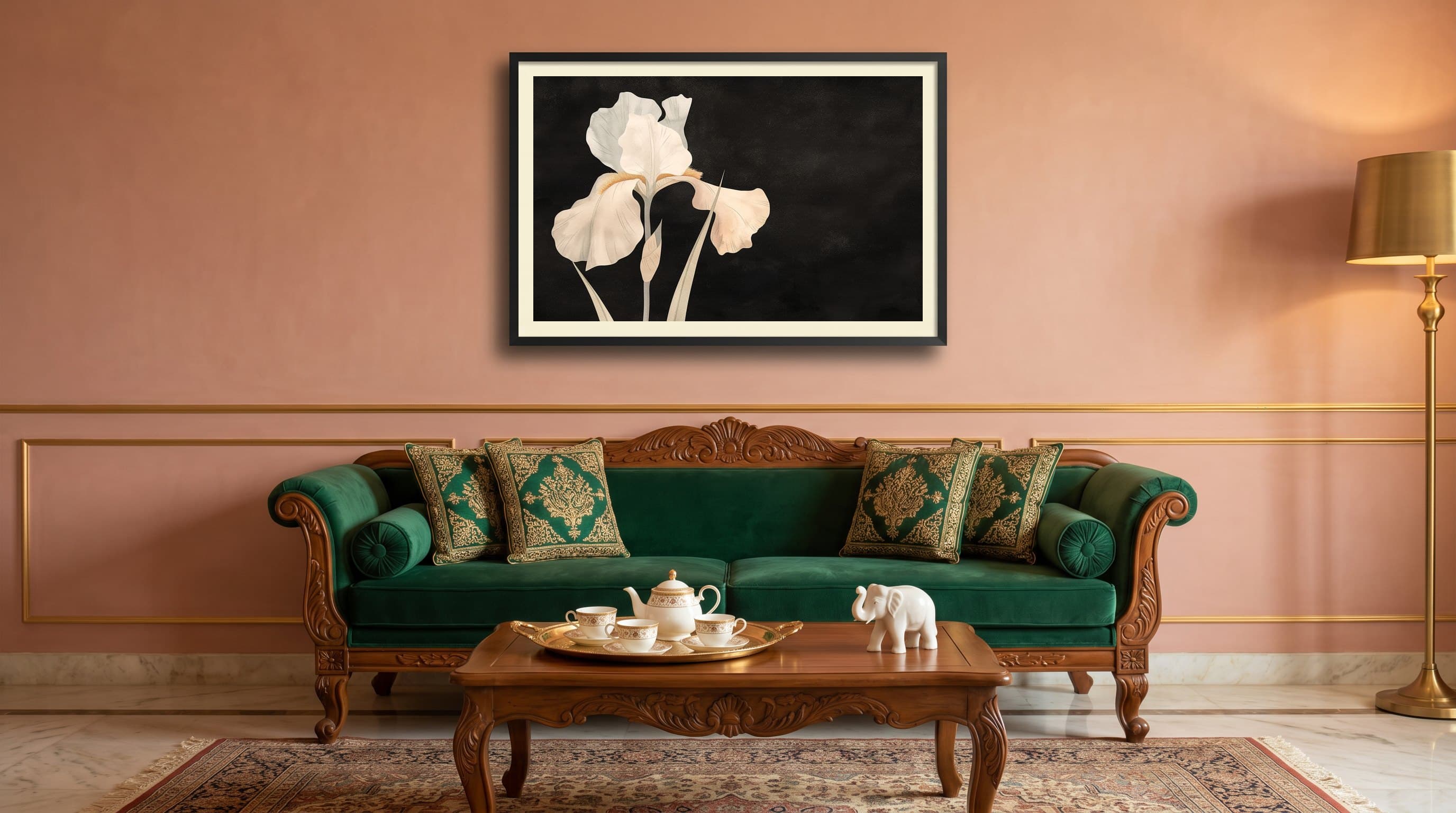 White Iris Flower Dark Background — in situ