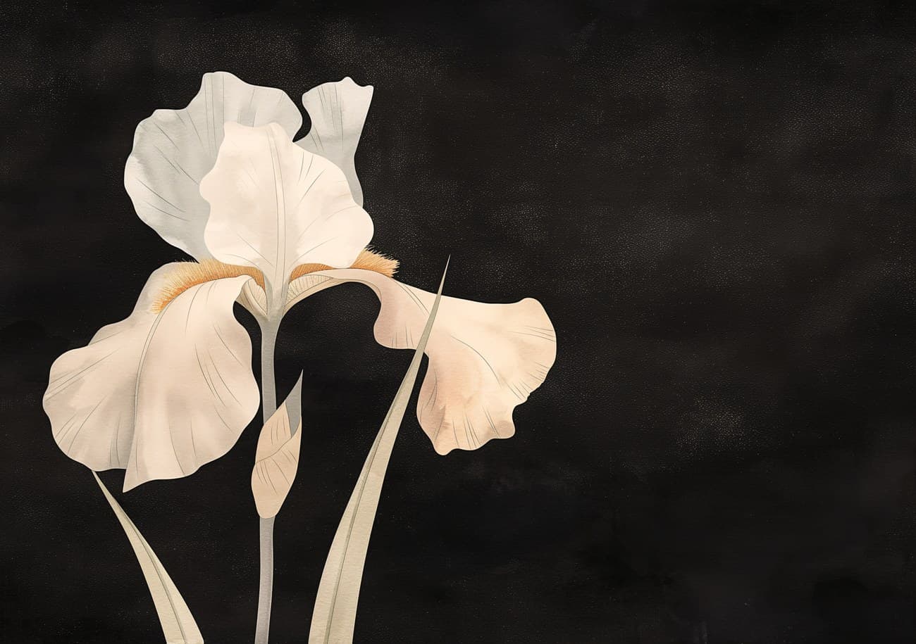 White Iris Flower Dark Background